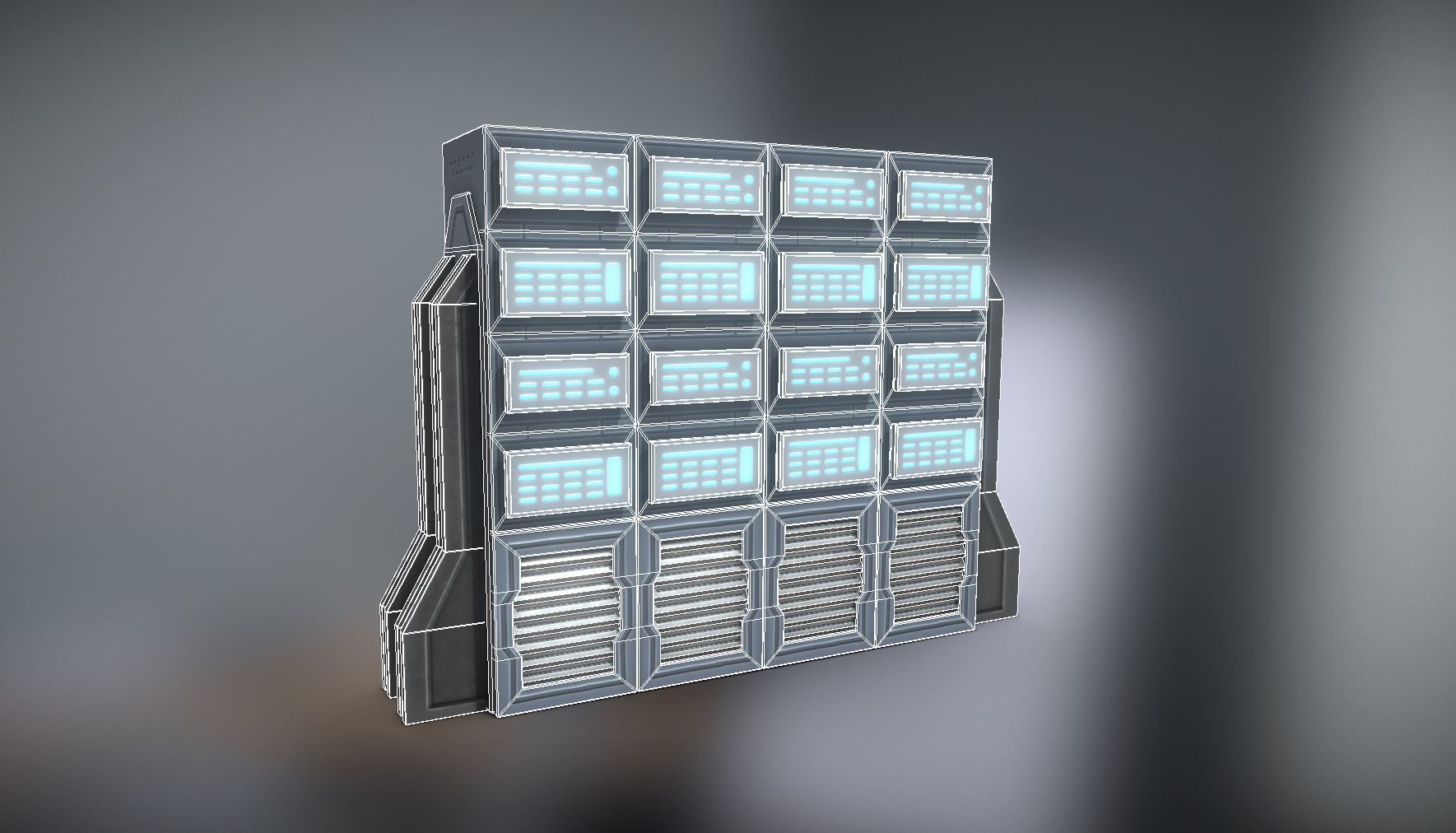Sci Fi Server rack Low-poly 3D model_3