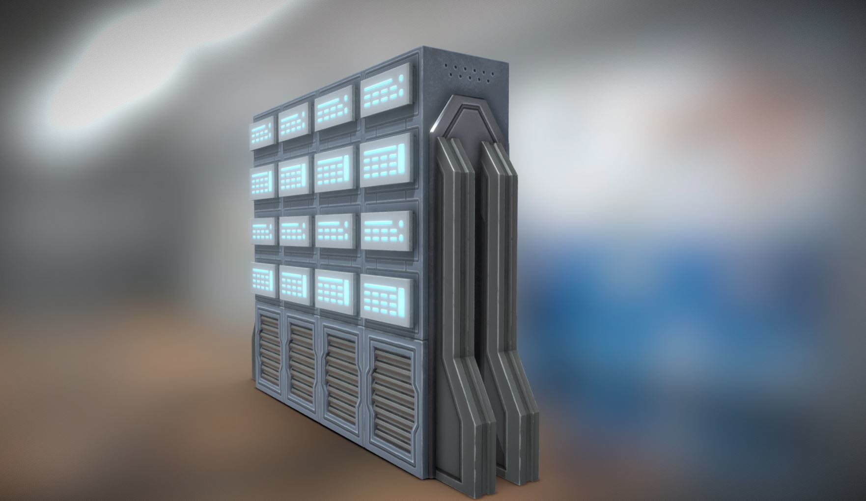 Sci Fi Server rack Low-poly 3D model_1