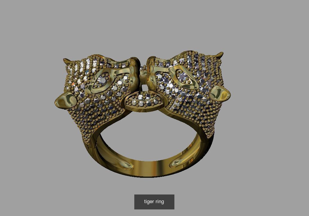 9 pcs tiger ring 3D Model Collection_1