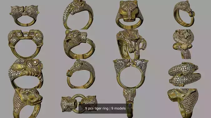 9 pcs tiger ring