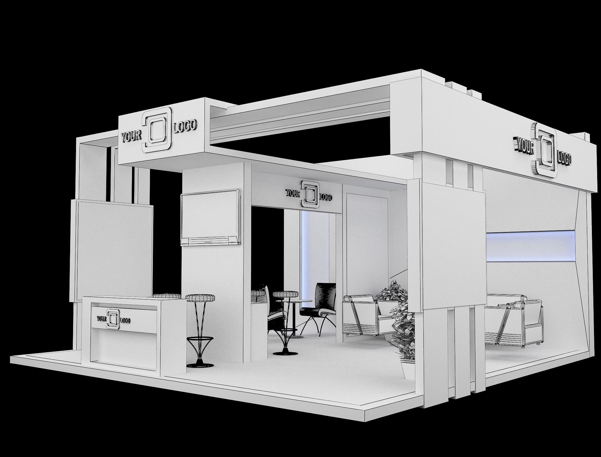 Booth Exhibition Stand a568b 3D model_1