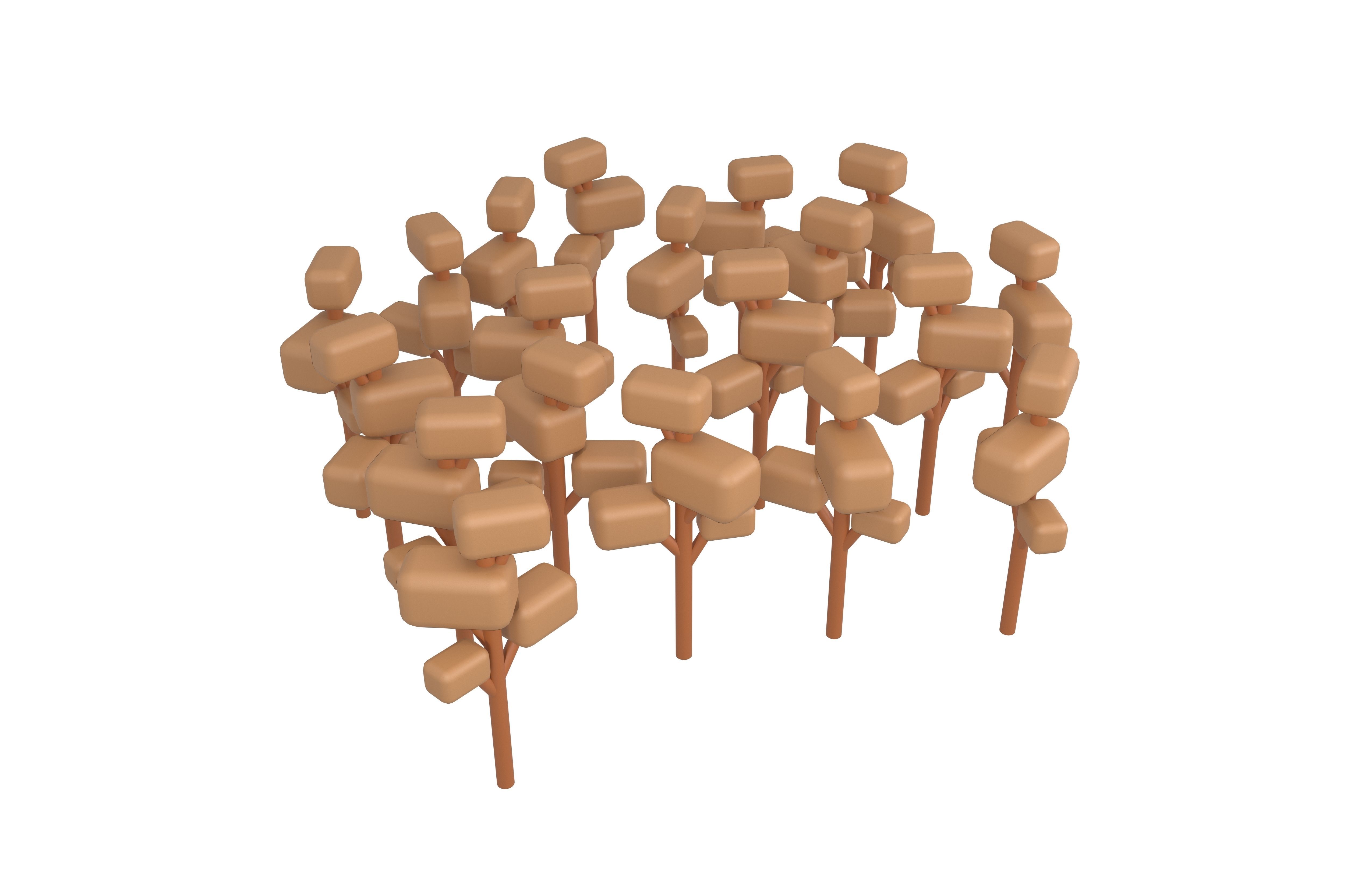 Cartoon Tree Group v1 004 Low-poly 3D model_1