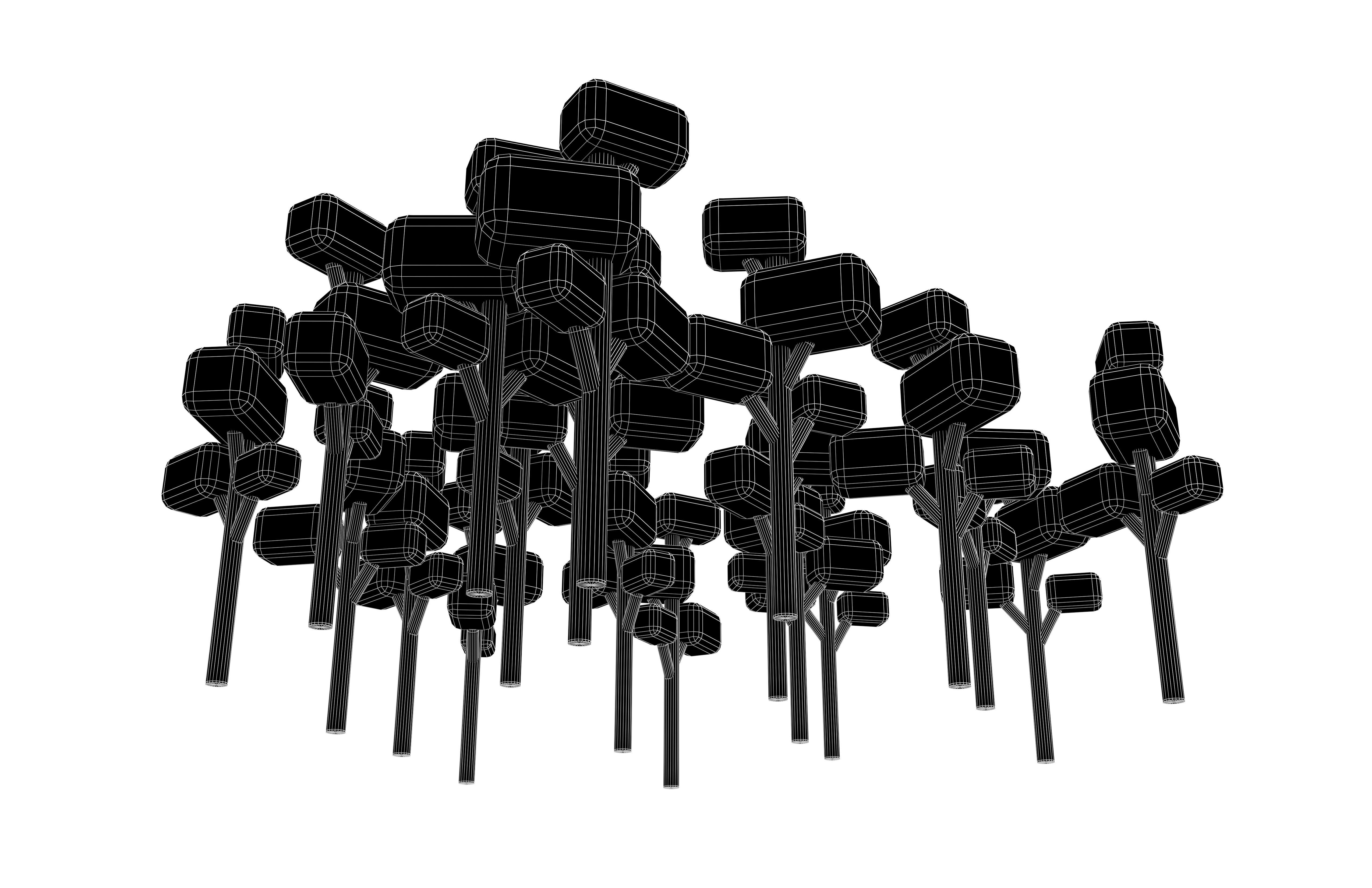 Cartoon Tree Group v1 004 Low-poly 3D model_7