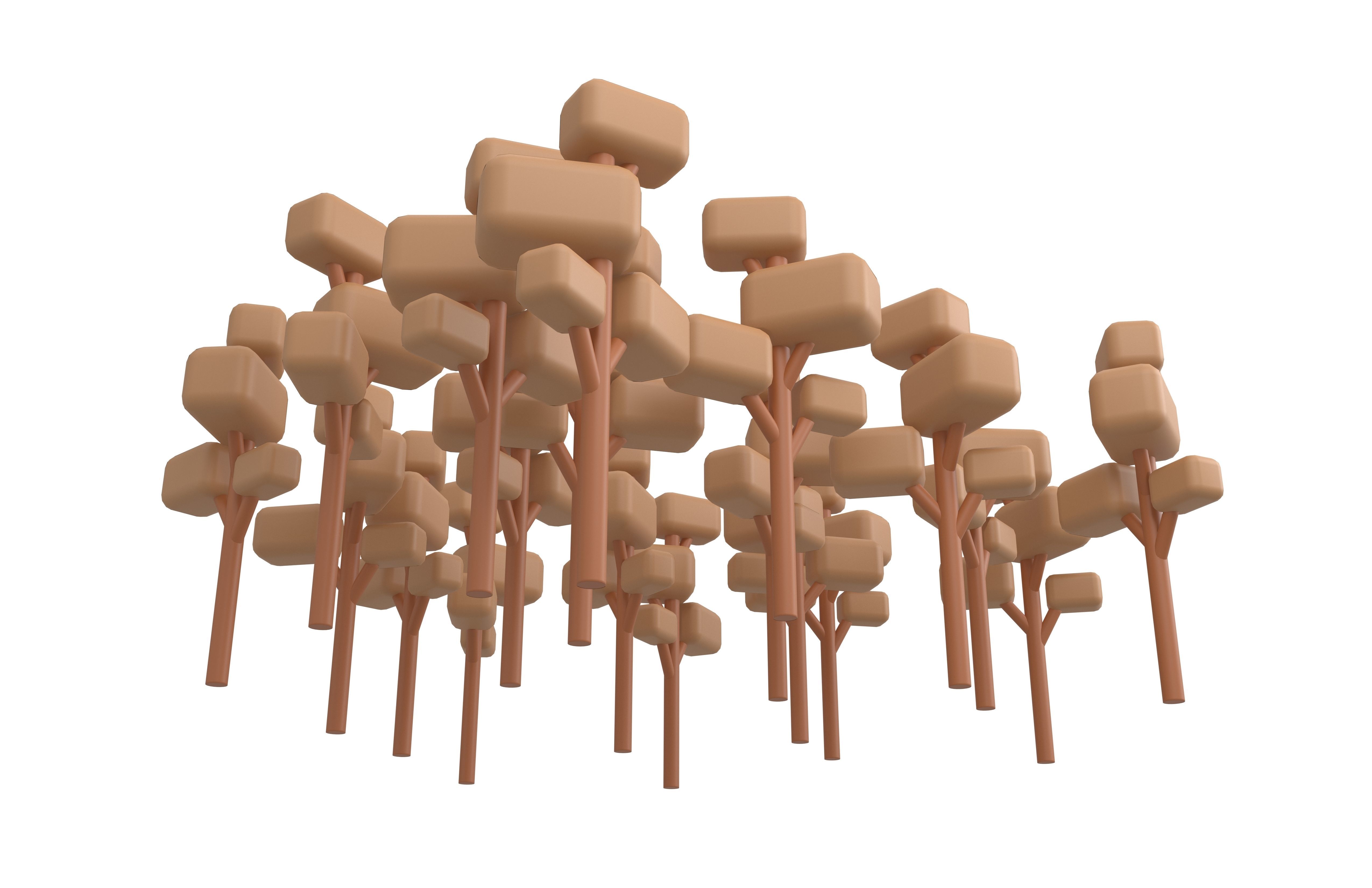 Cartoon Tree Group v1 004 Low-poly 3D model_3
