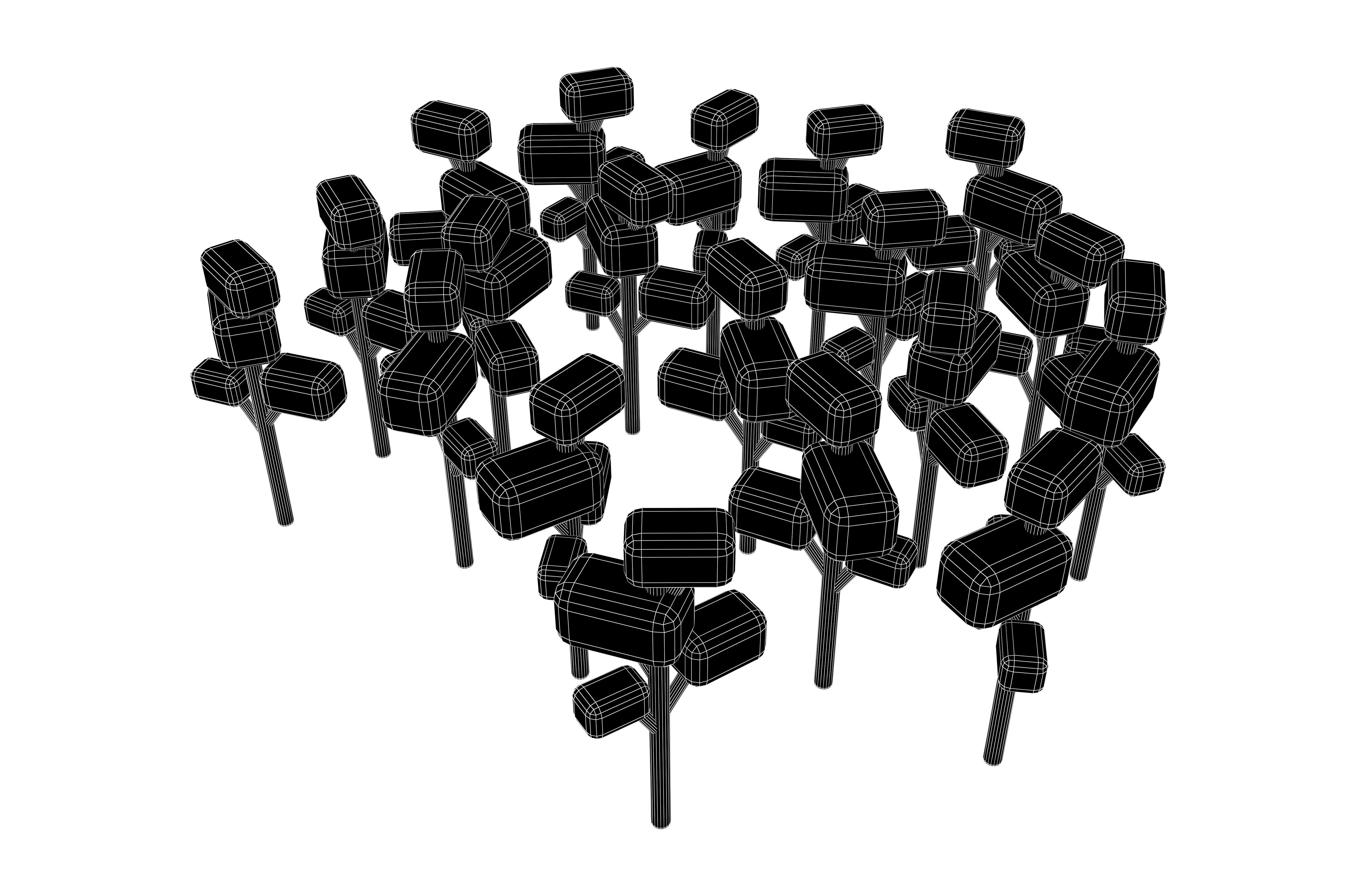 Cartoon Tree Group v1 004 Low-poly 3D model_6