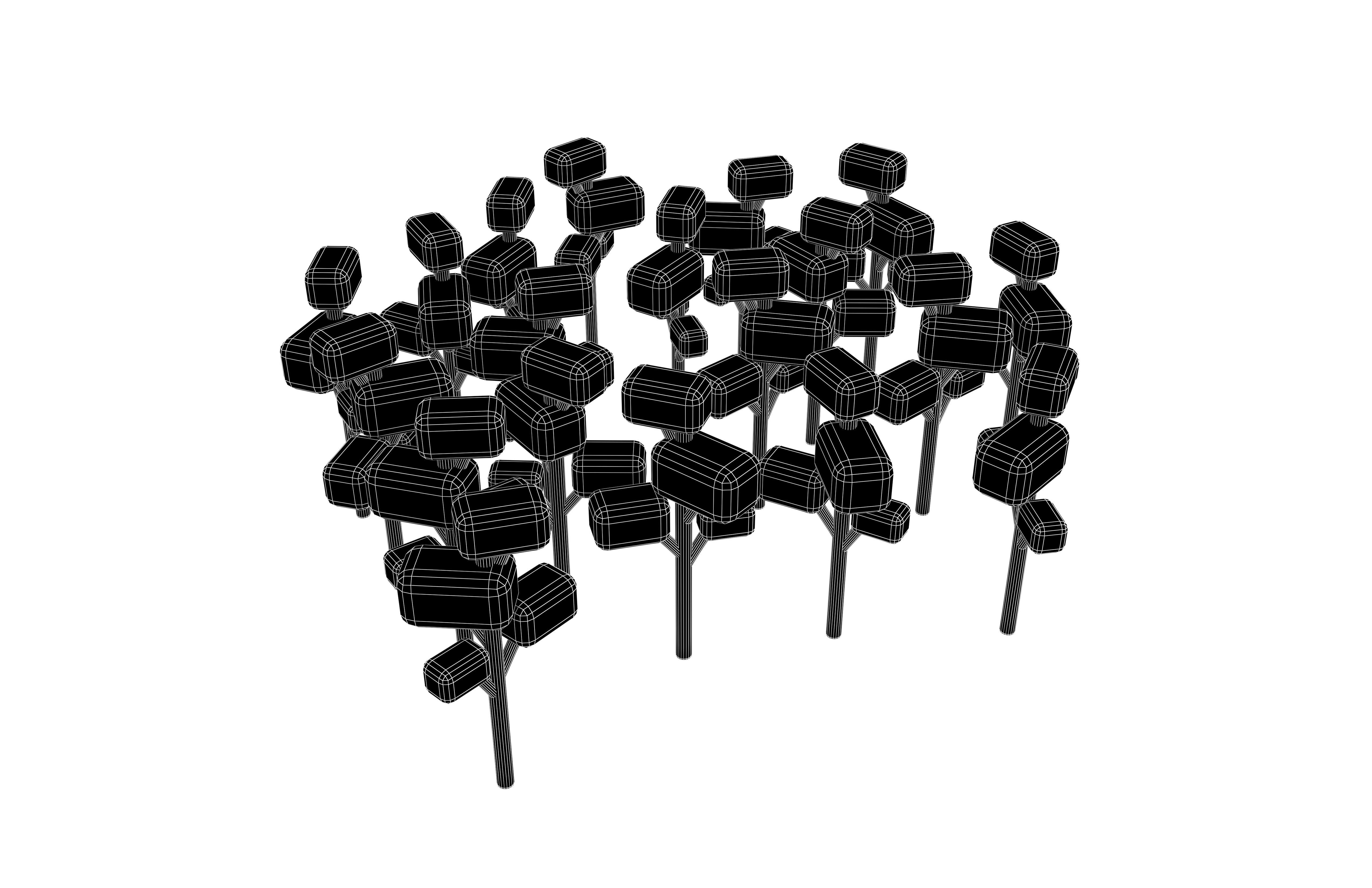 Cartoon Tree Group v1 004 Low-poly 3D model_4