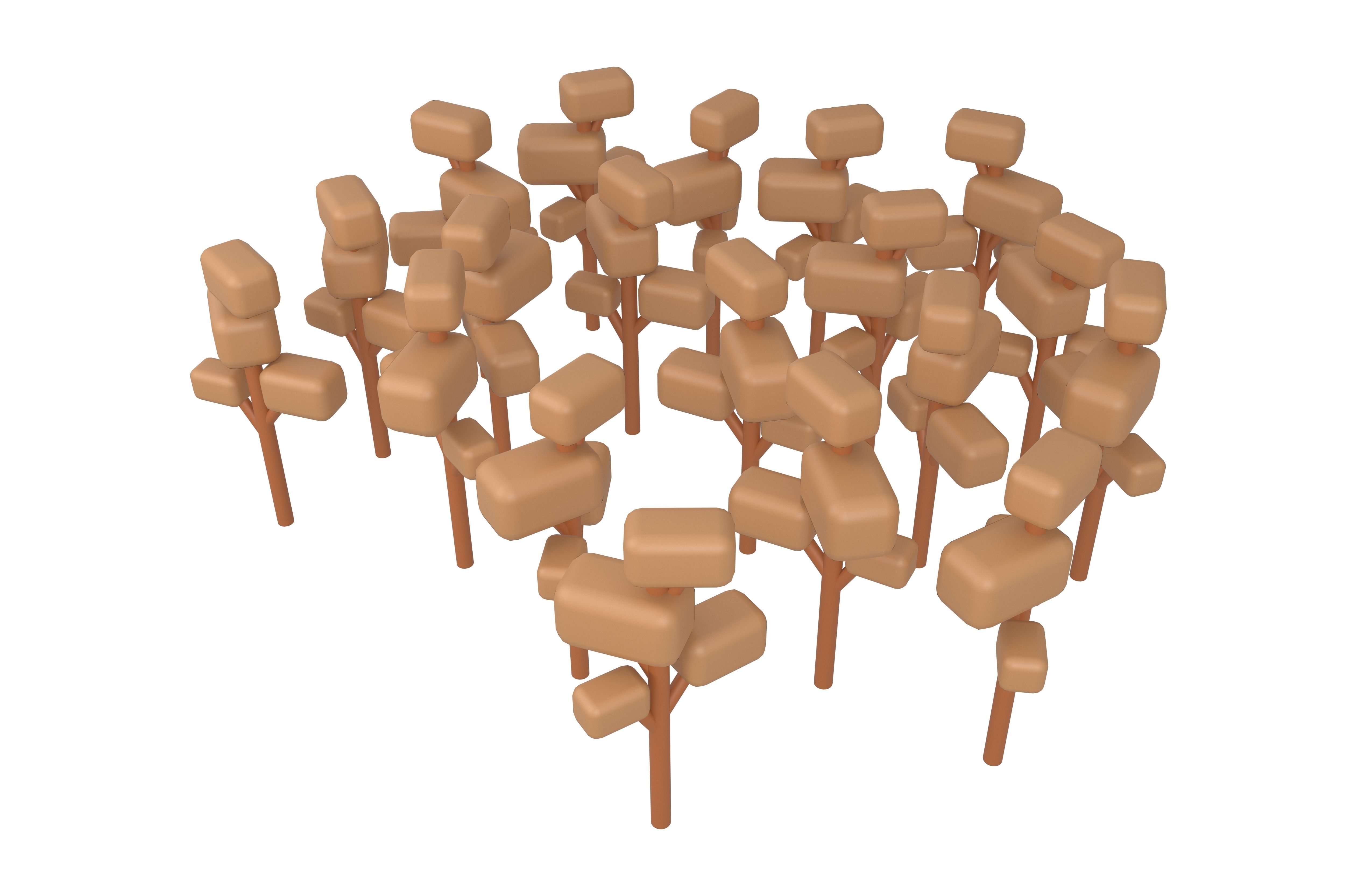 Cartoon Tree Group v1 004 Low-poly 3D model_2