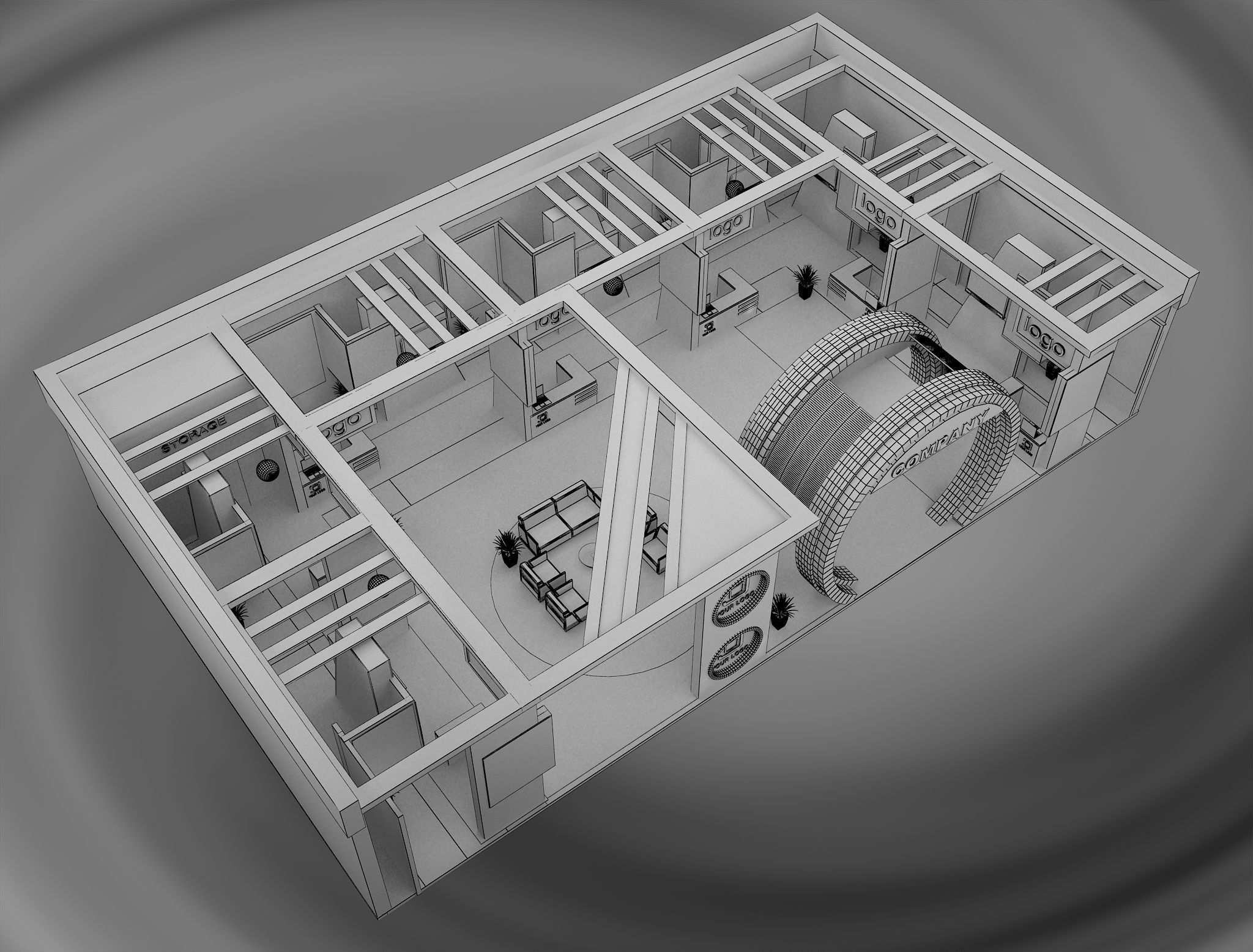  Booth Exhibition Stand a571a 3D model_13