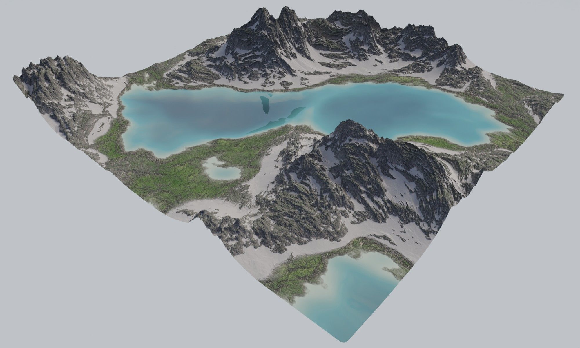 Mountains Range Valley - Lake Beach Landscape 3D model_11