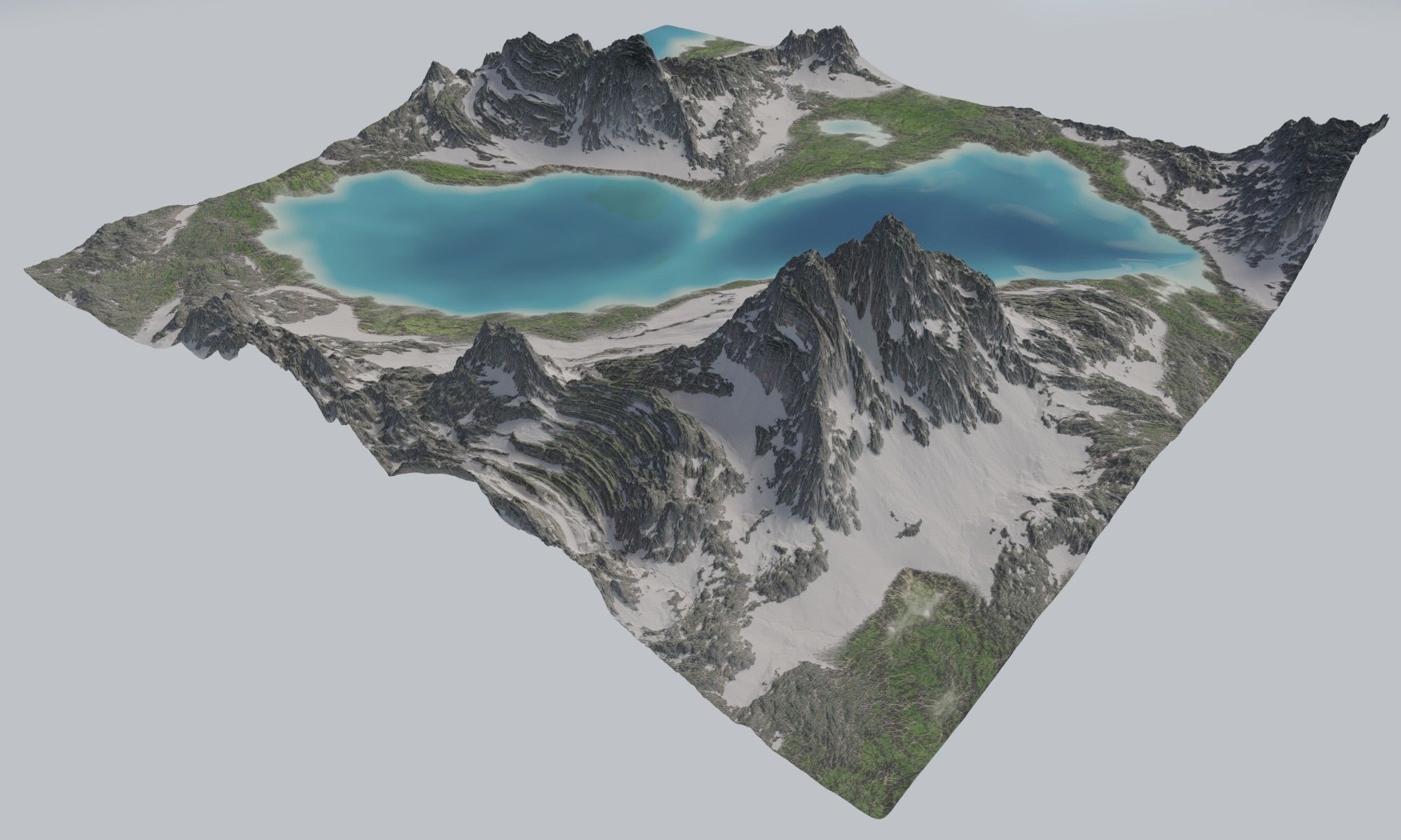 Mountains Range Valley - Lake Beach Landscape 3D model_9