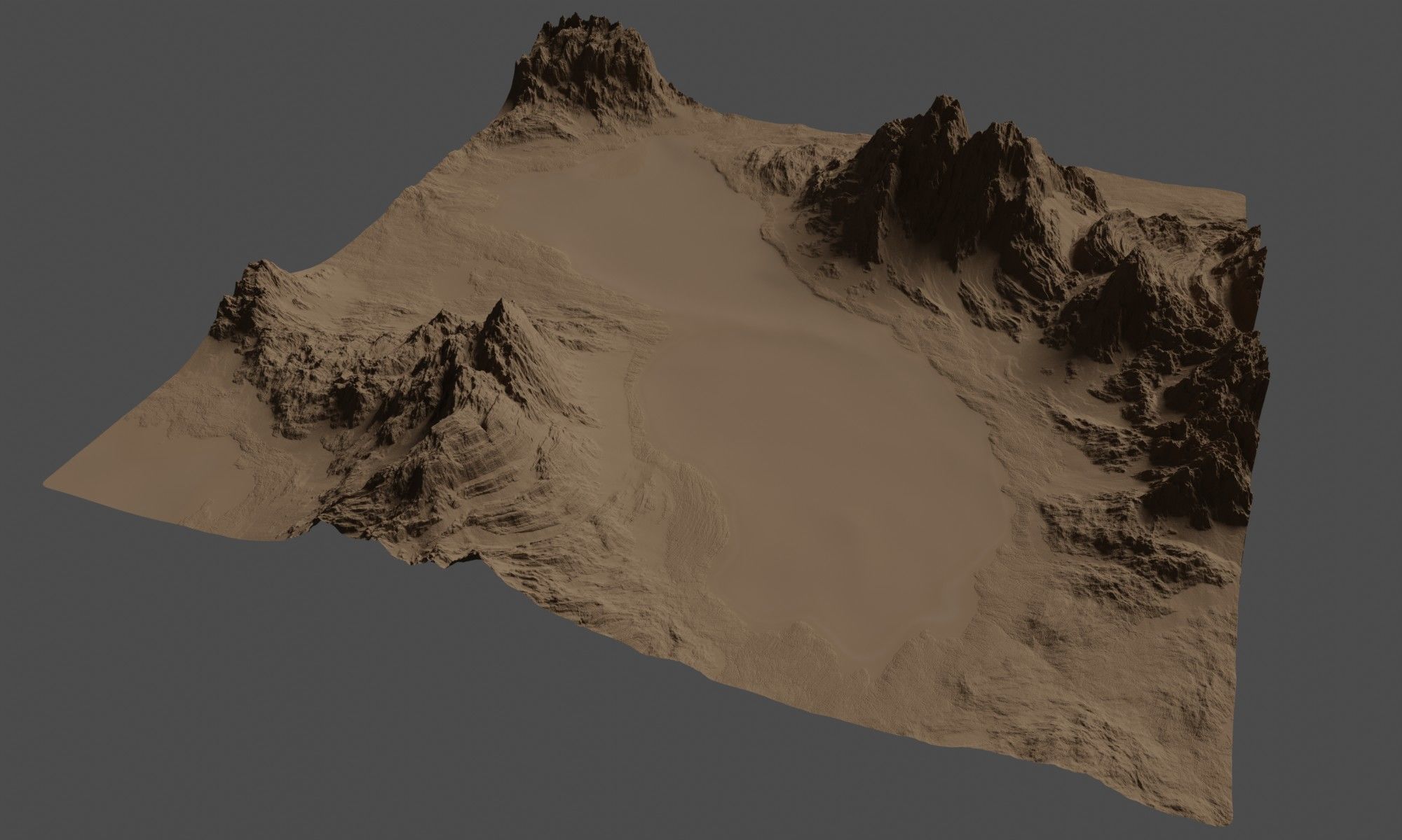 Mountains Range Valley - Lake Beach Landscape 3D model_12