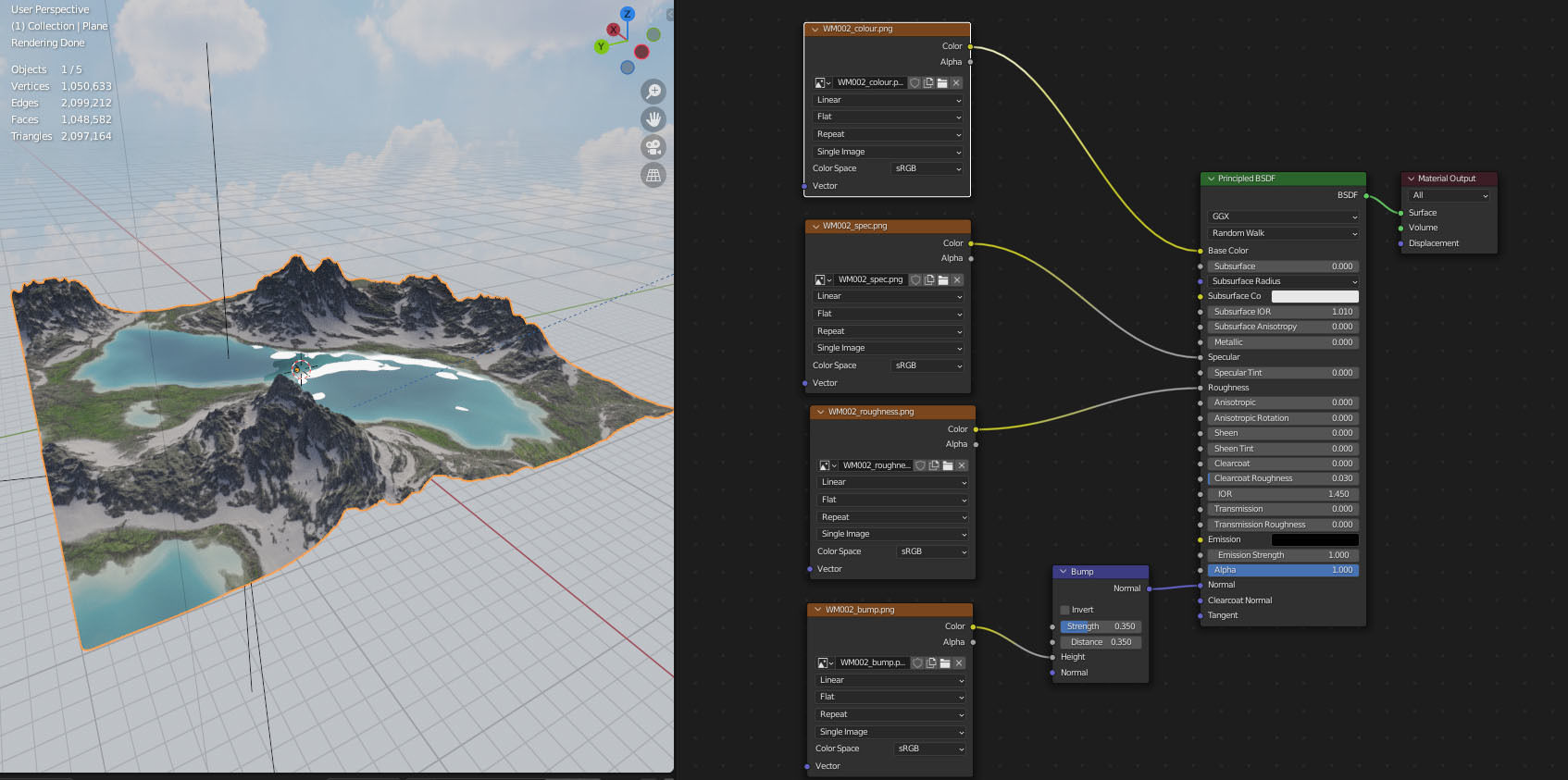 Mountains Range Valley - Lake Beach Landscape 3D model_20