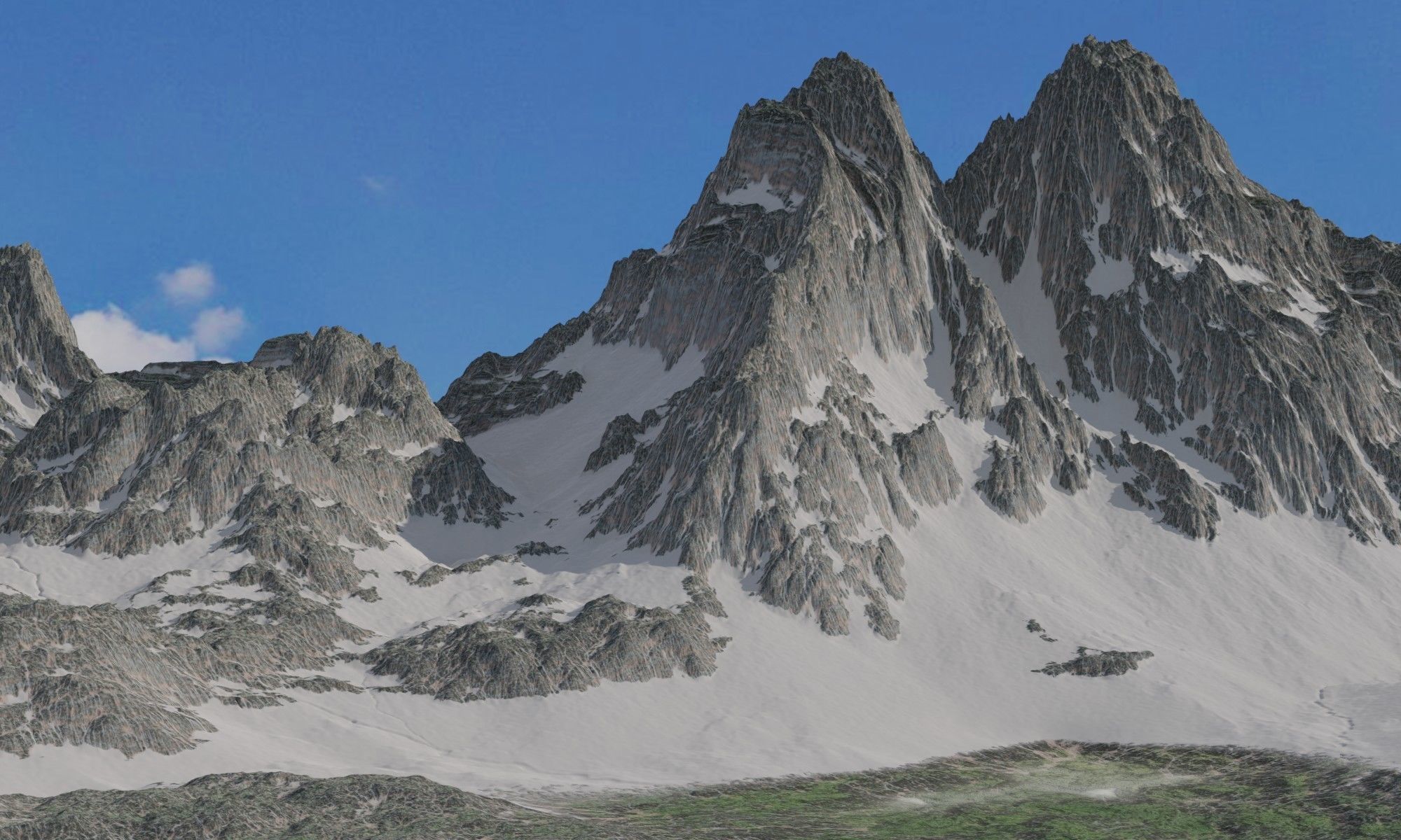 Mountains Range Valley - Lake Beach Landscape 3D model_5