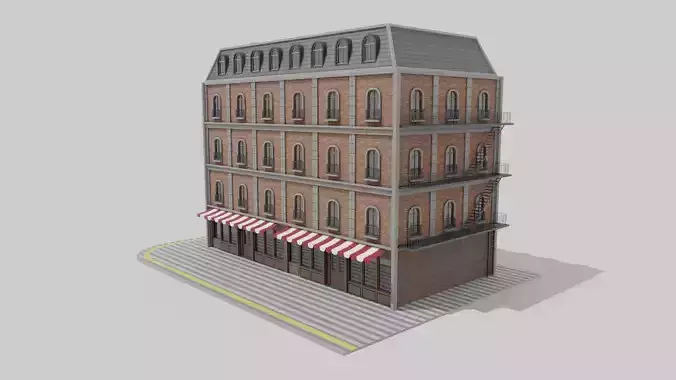 Building brick with awning