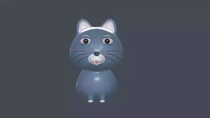 Cat cute cartoon Rigged model  Low-poly 3D model