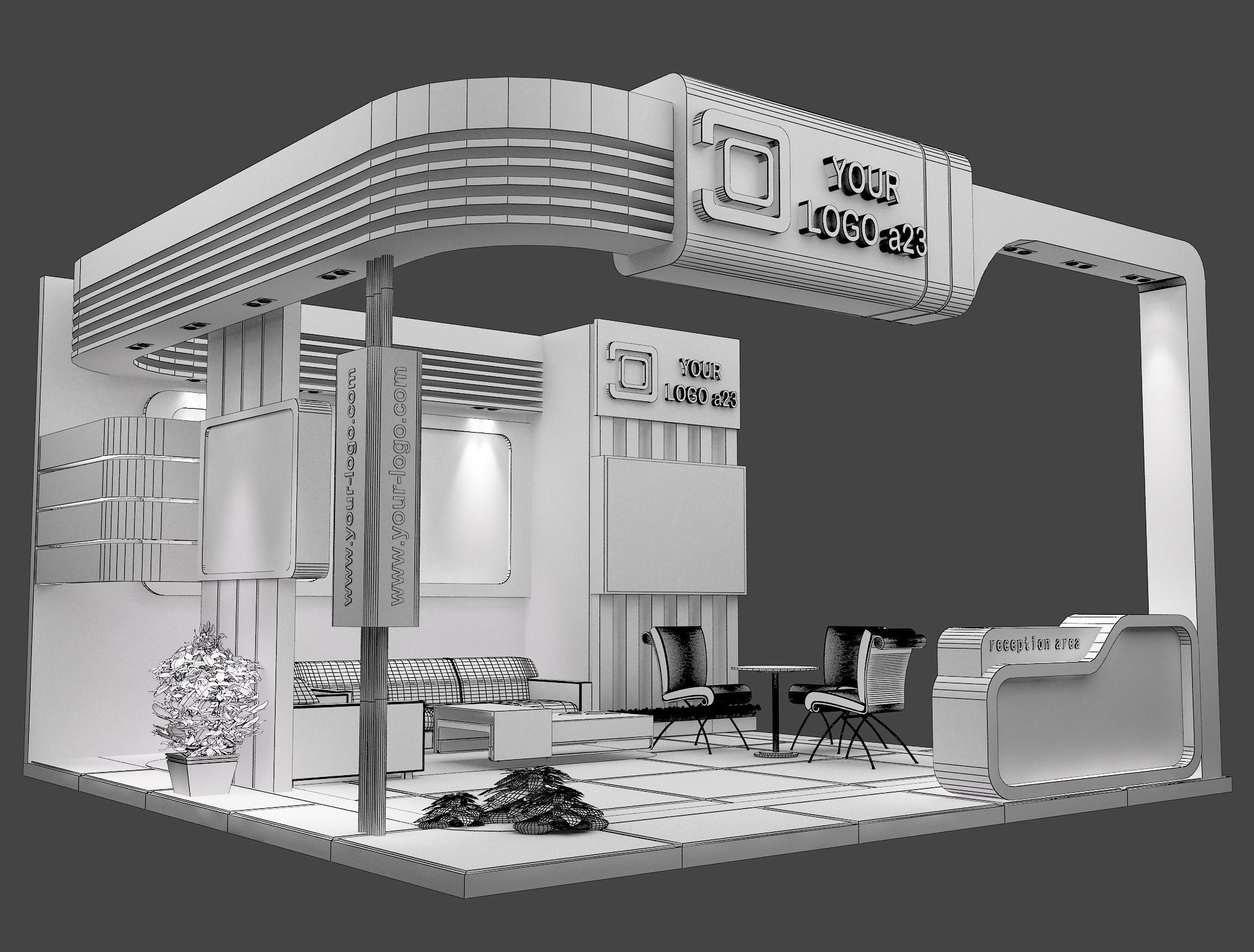 Booth Exhibition Stand a579b 3D model_1