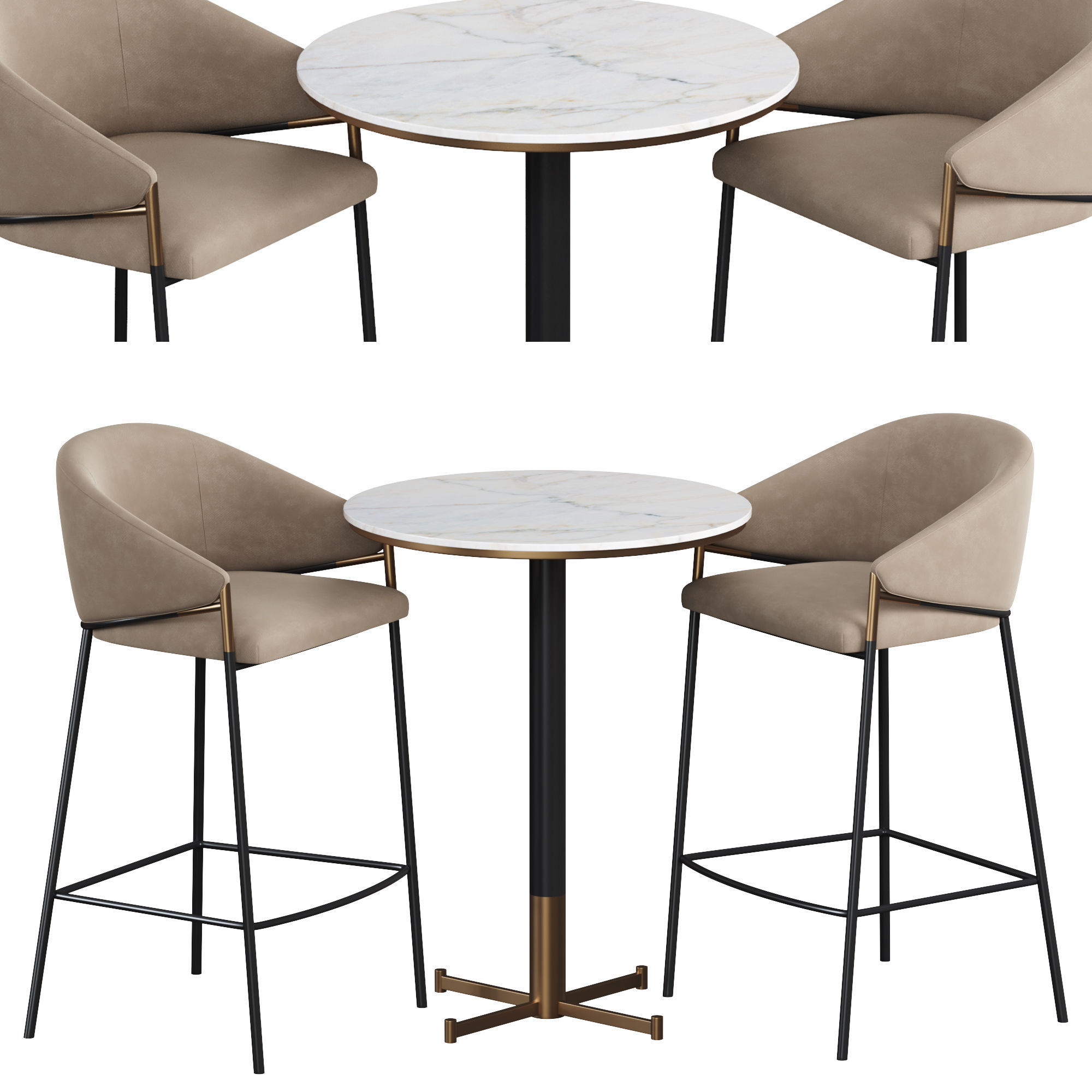 Euler Counter dining Bar Stool 3D model_4