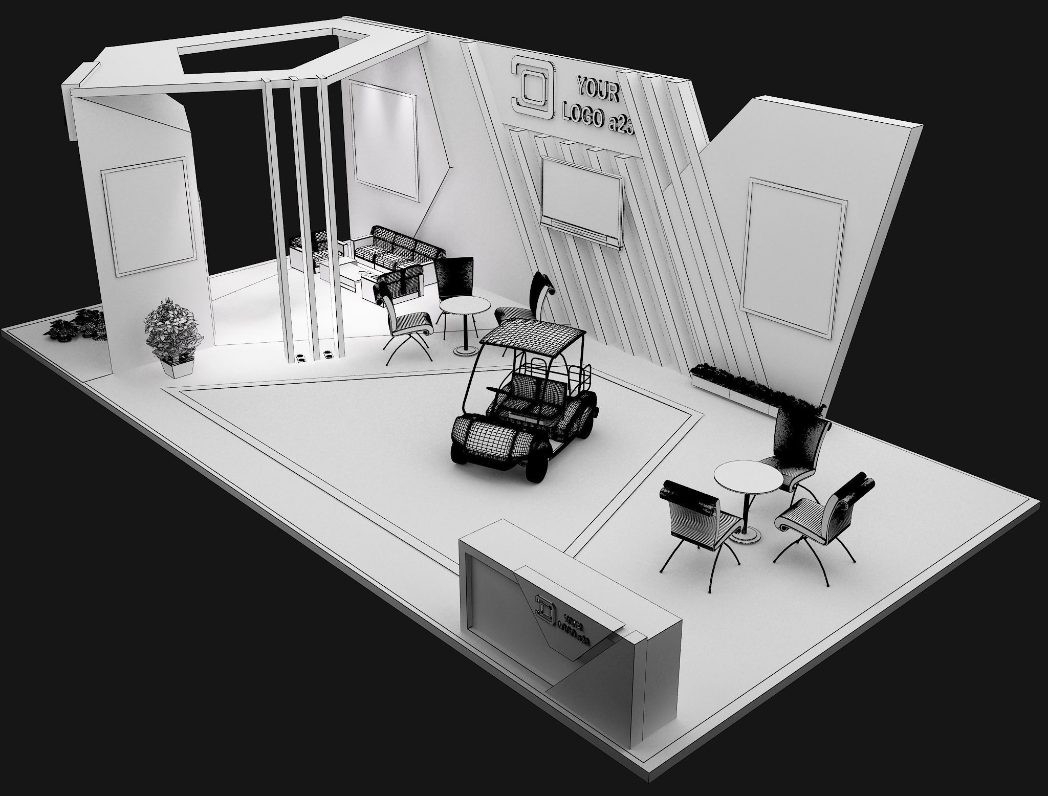 Booth Exhibition Stand a579d 3D model_13