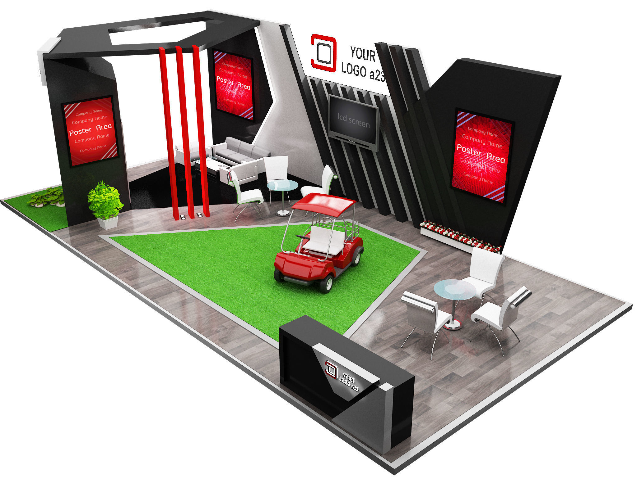 Booth Exhibition Stand a579d 3D model_12