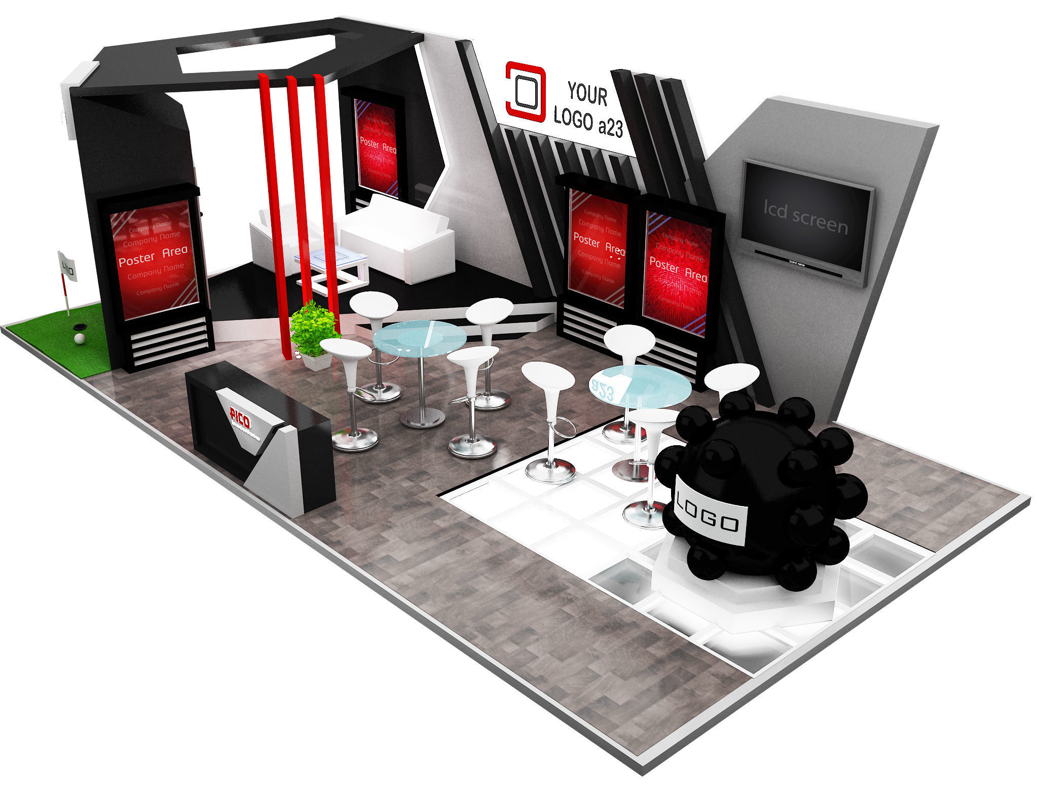 Booth Exhibition Stand a579e 3D model_4