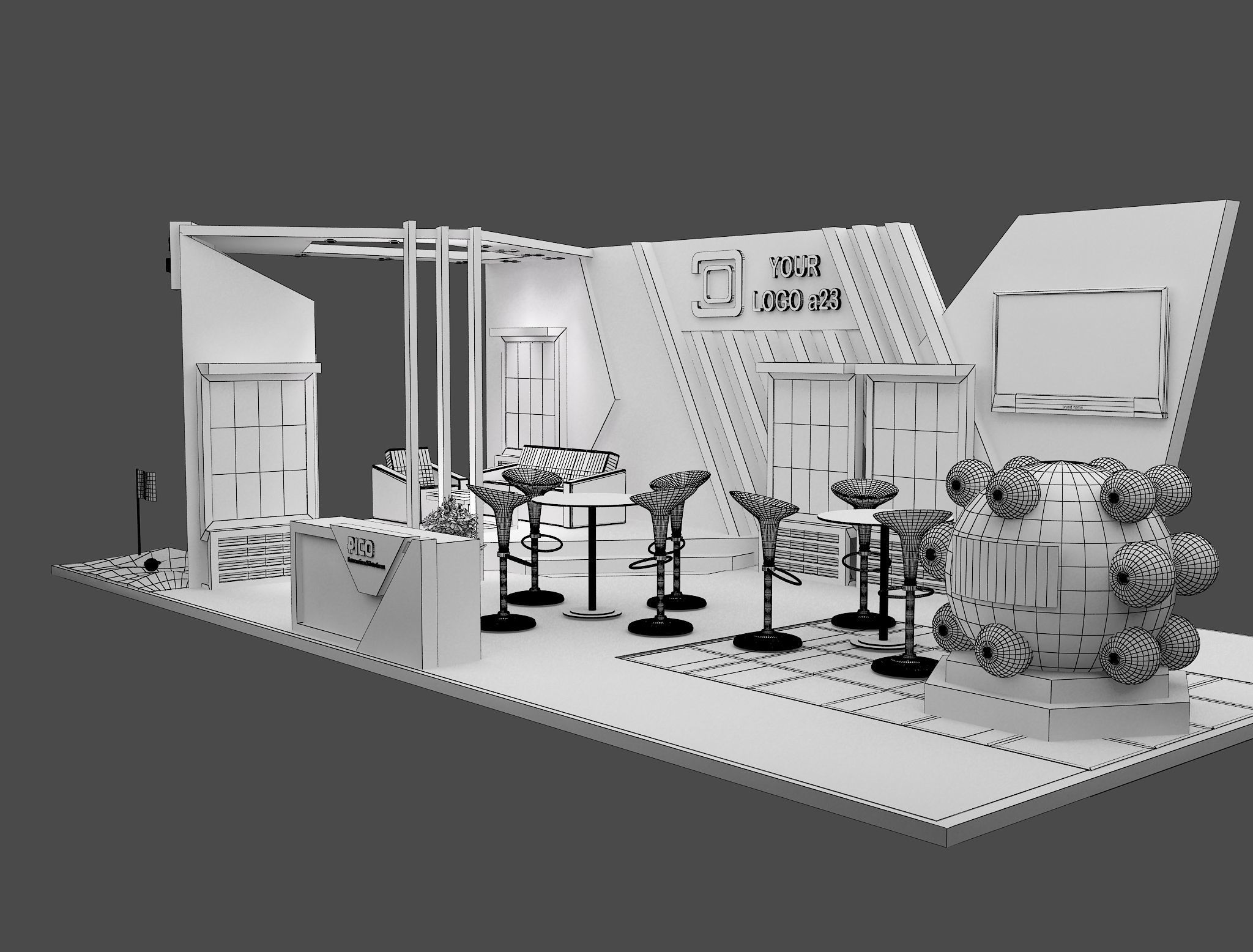 Booth Exhibition Stand a579e 3D model_1