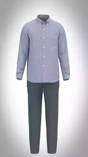 Mens plaid checkered shirt and five pocket woven pant Low-poly 3D model