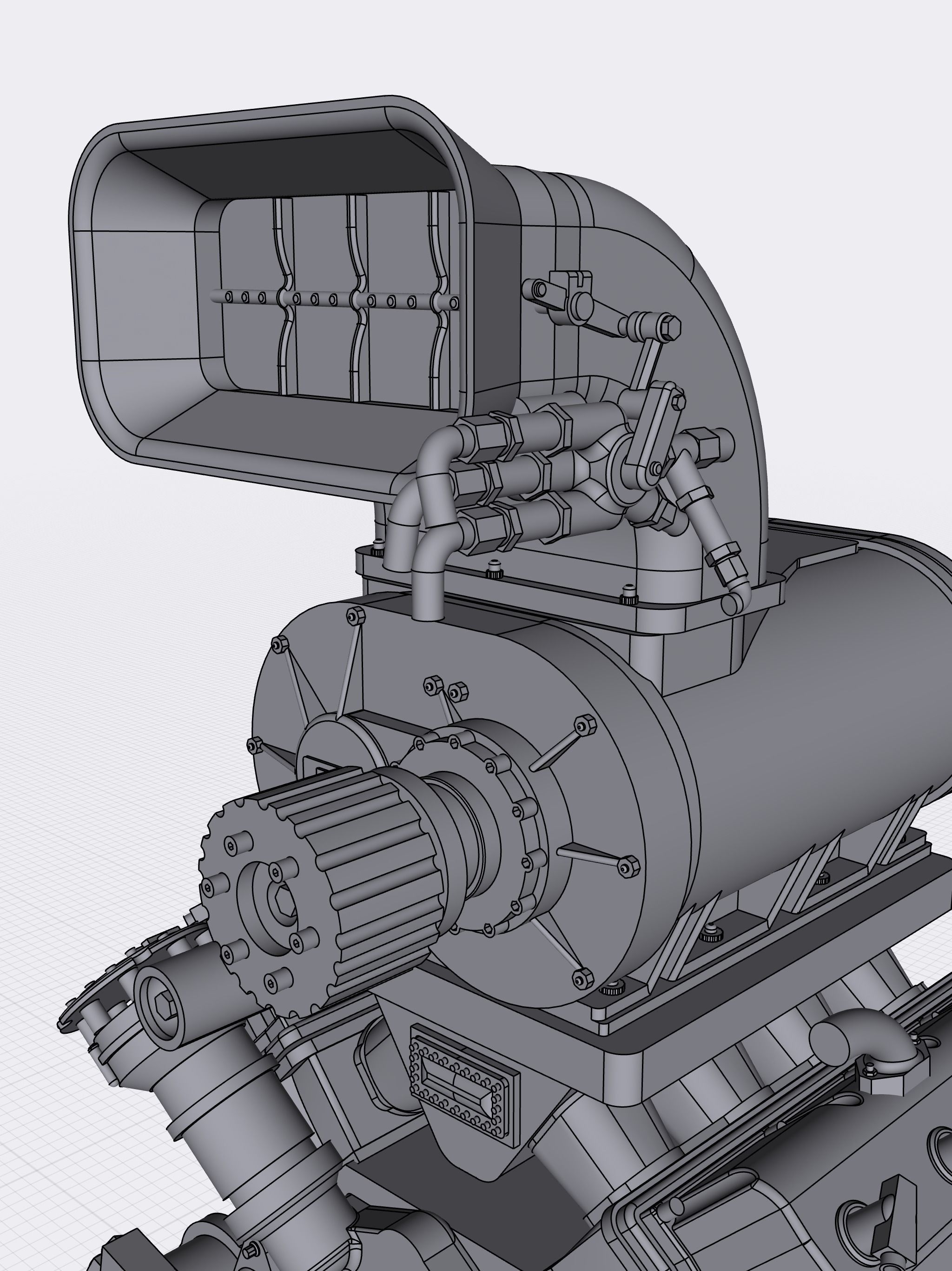 PSI Blown HEMI Outlaw Extreme Motor Complete 3D print model_8
