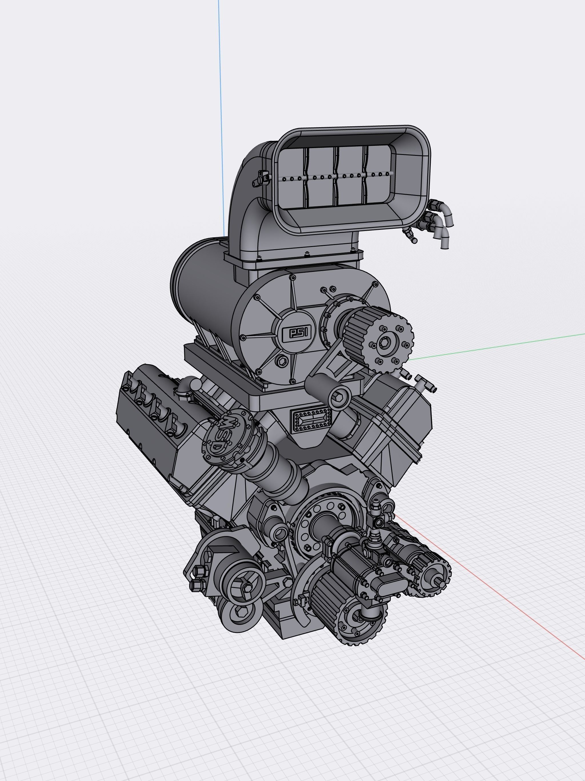 PSI Blown HEMI Outlaw Extreme Motor Complete 3D print model_6