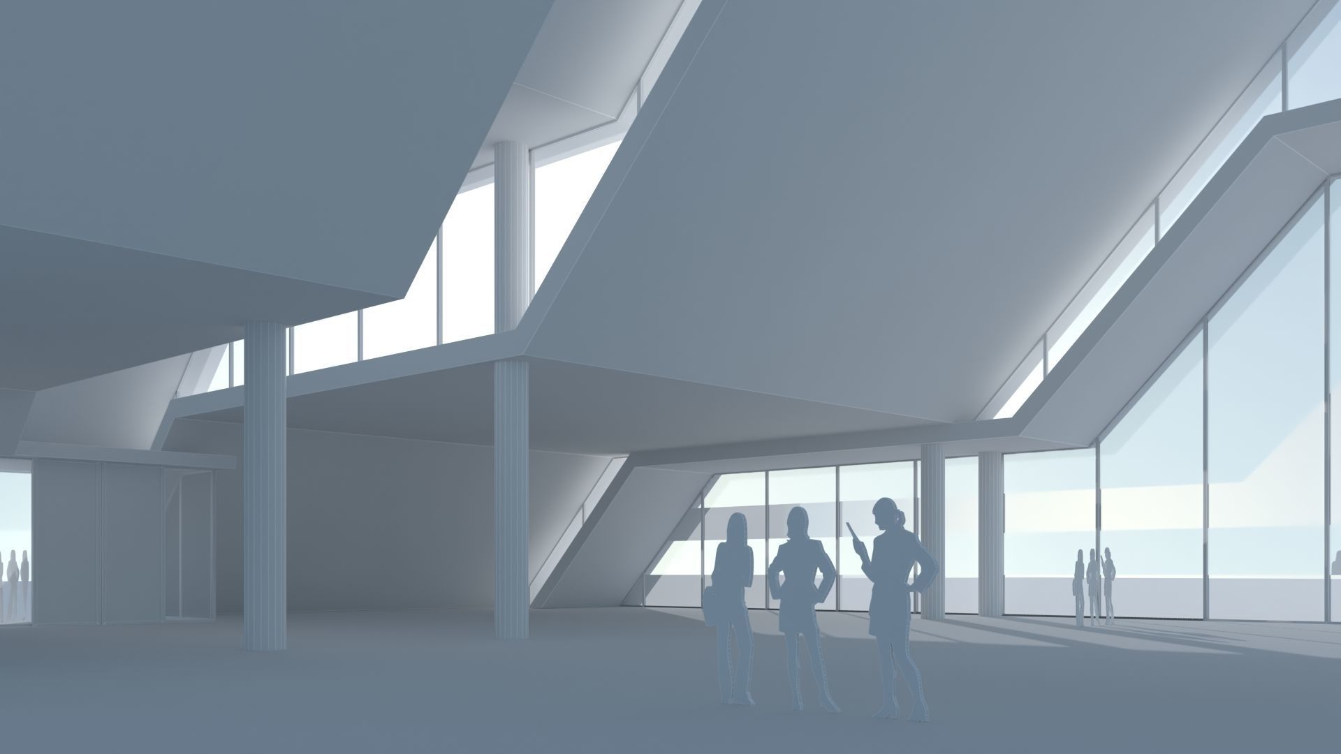 Car showroom - Exhibition interior and exterior Low-poly 3D model_9