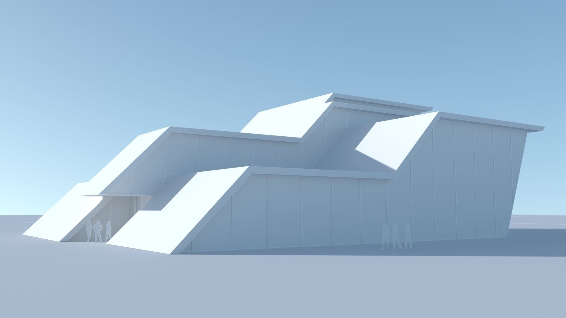 Car showroom - Exhibition interior and exterior Low-poly 3D model_7