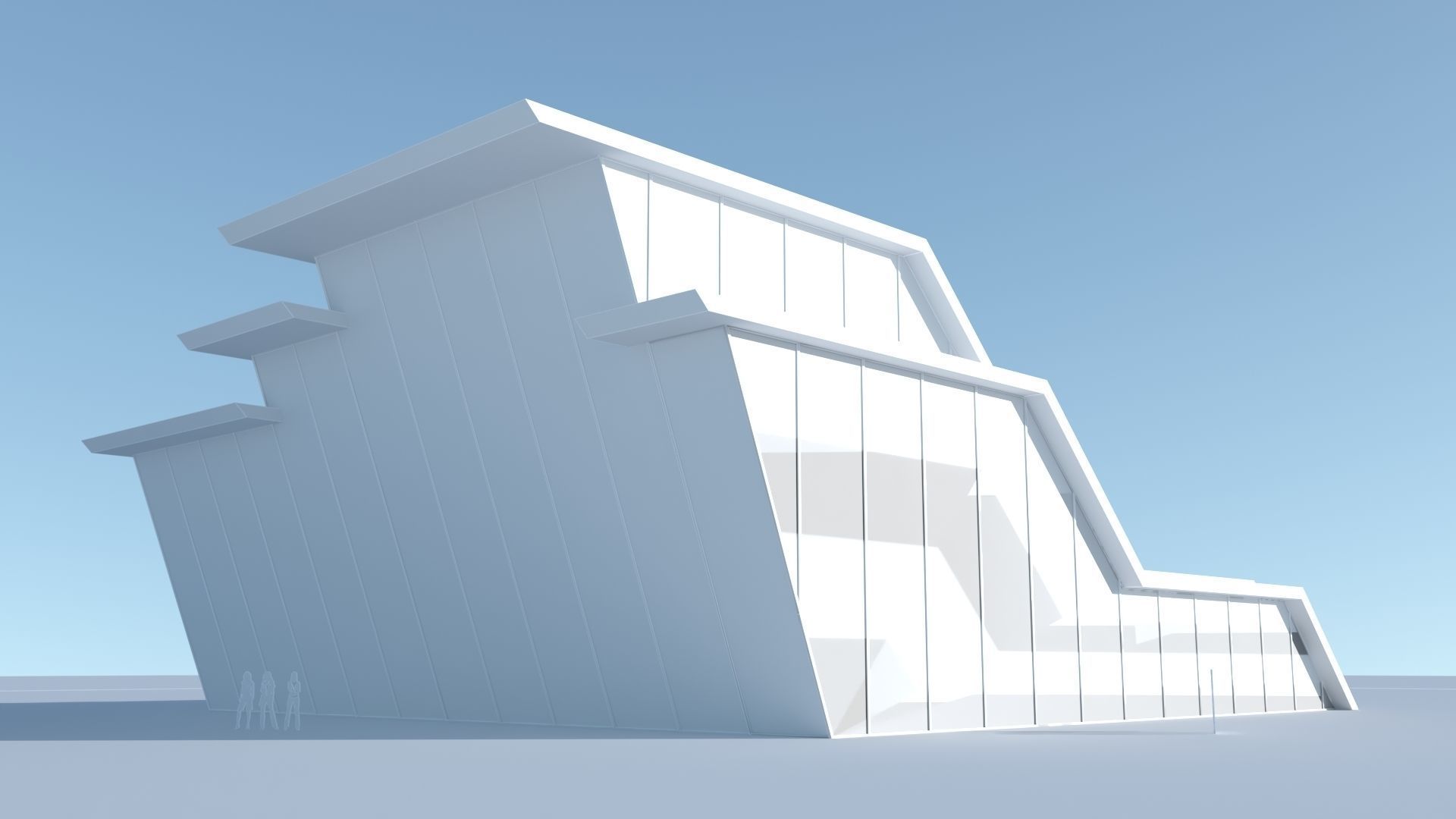 Car showroom - Exhibition interior and exterior Low-poly 3D model_8