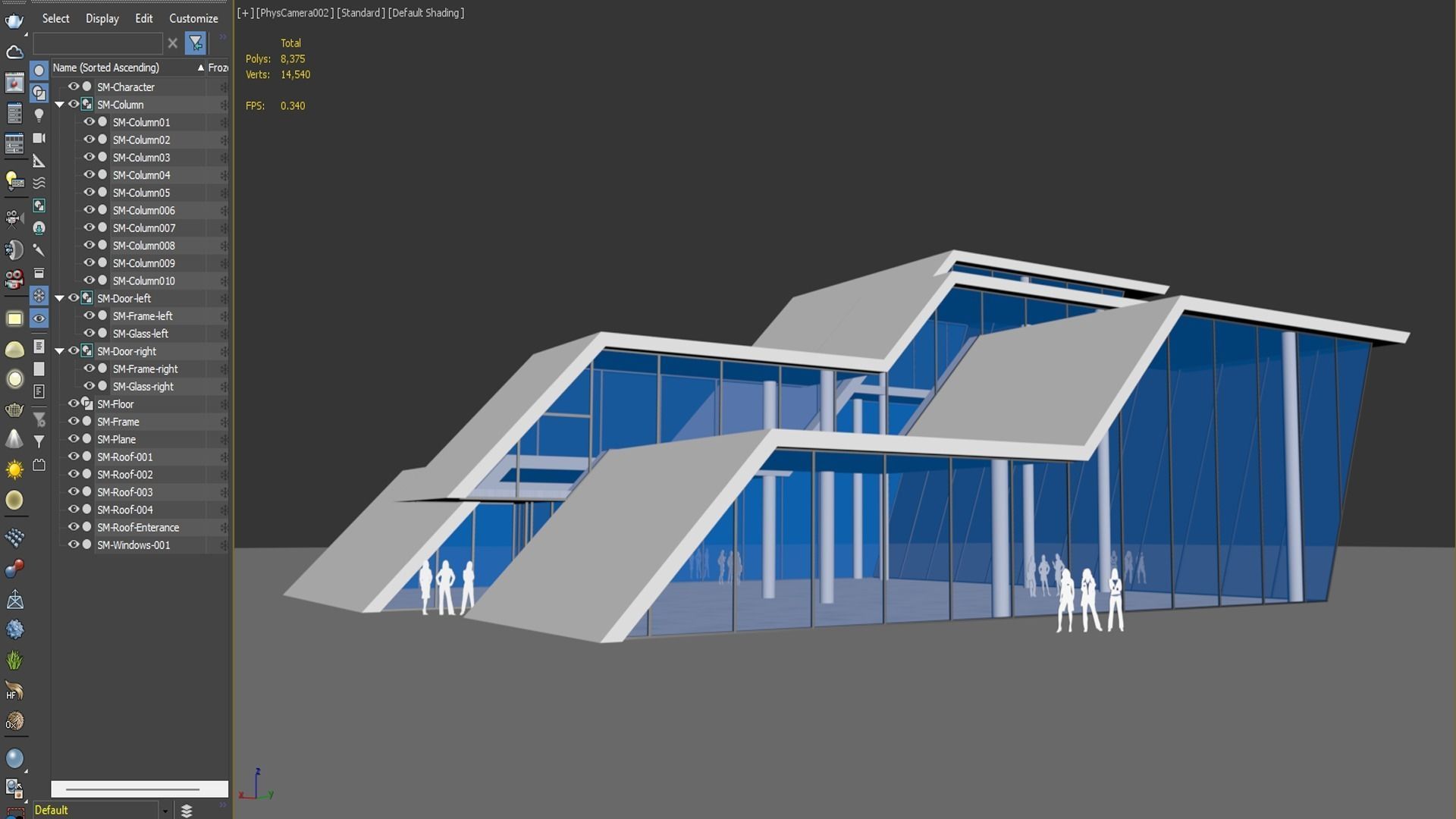 Car showroom - Exhibition interior and exterior Low-poly 3D model_10