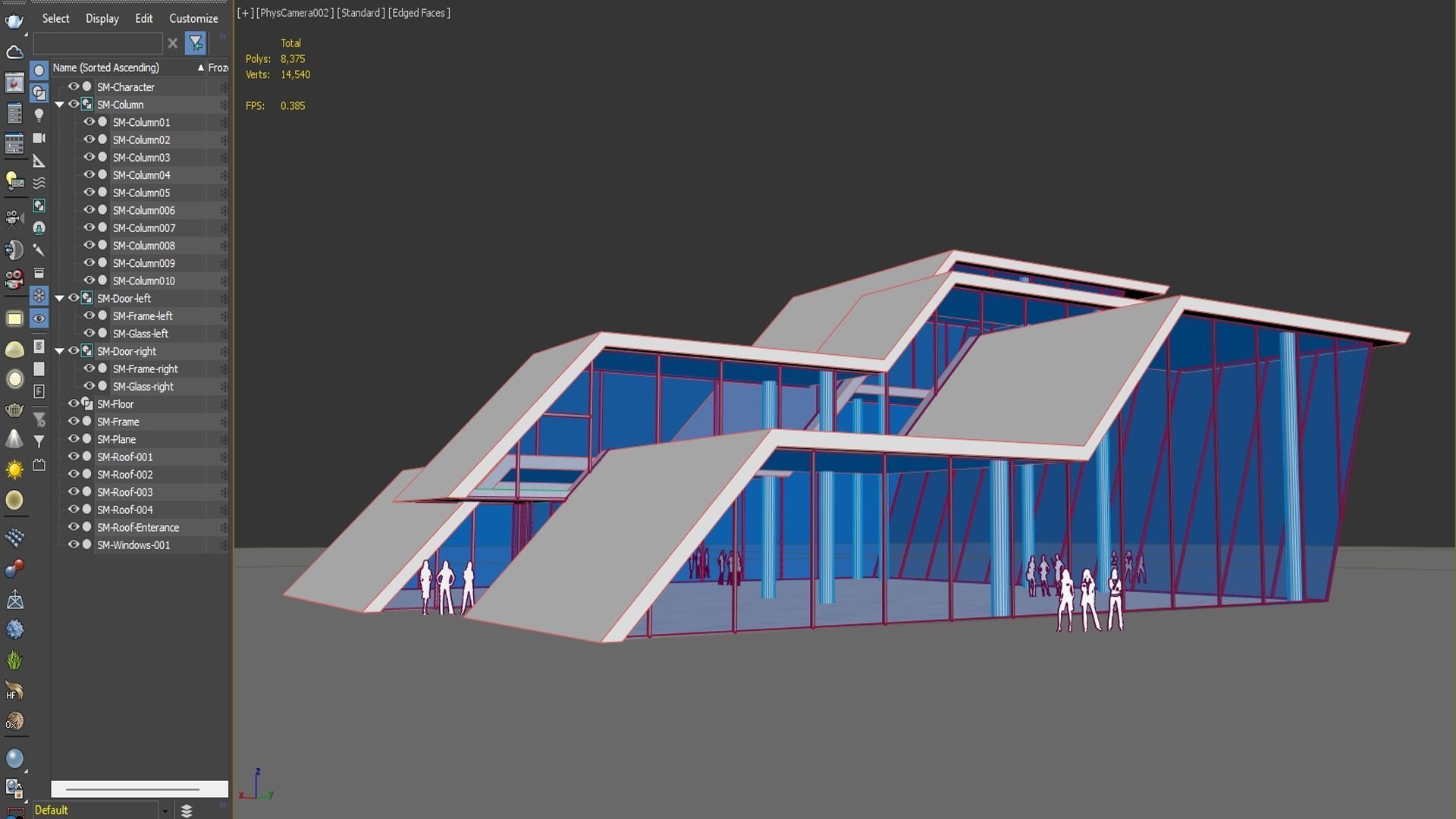 Car showroom - Exhibition interior and exterior Low-poly 3D model_11