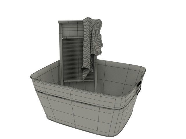 Washboard Basin old PBR texture Low-poly 3D model_3