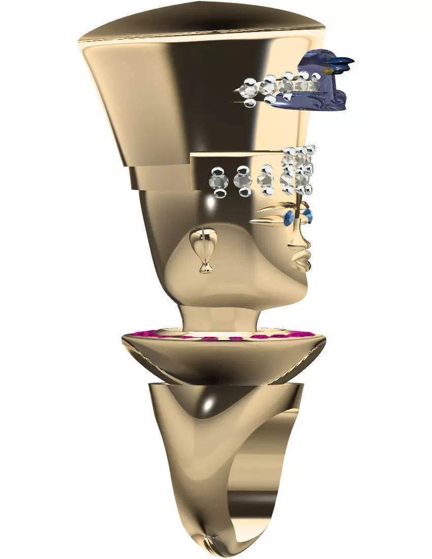 nefertiti queen ring 3D print model_0