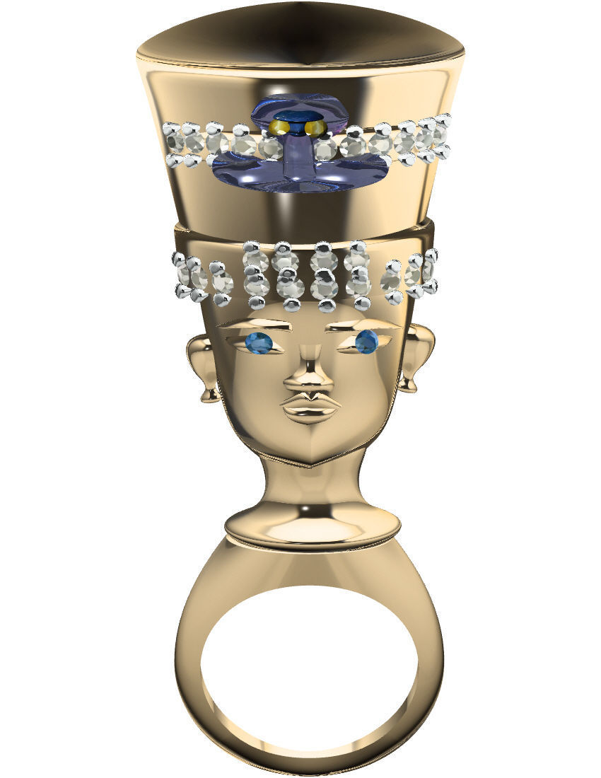 nefertiti queen ring 3D print model_5