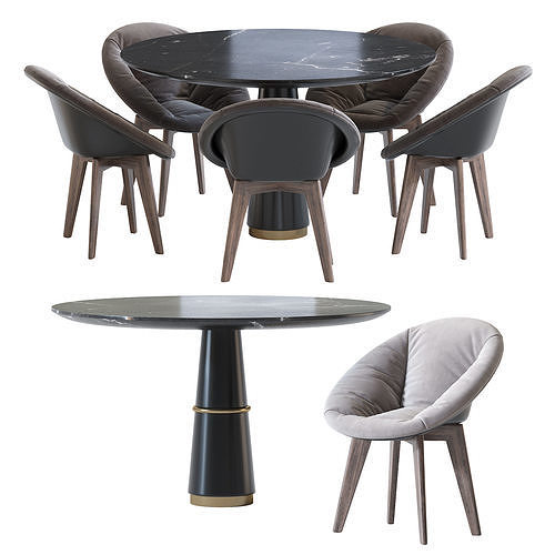Chair Vincent Sheppard and Agra Dining Table 3D model 2