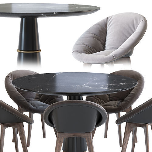 Chair Vincent Sheppard and Agra Dining Table 3D model 4