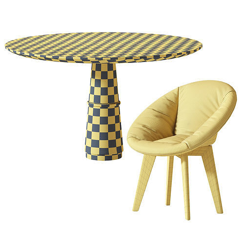 Chair Vincent Sheppard and Agra Dining Table 3D model 5