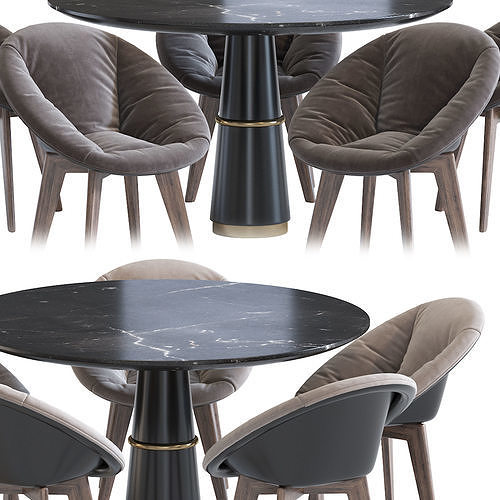Chair Vincent Sheppard and Agra Dining Table 3D model 3