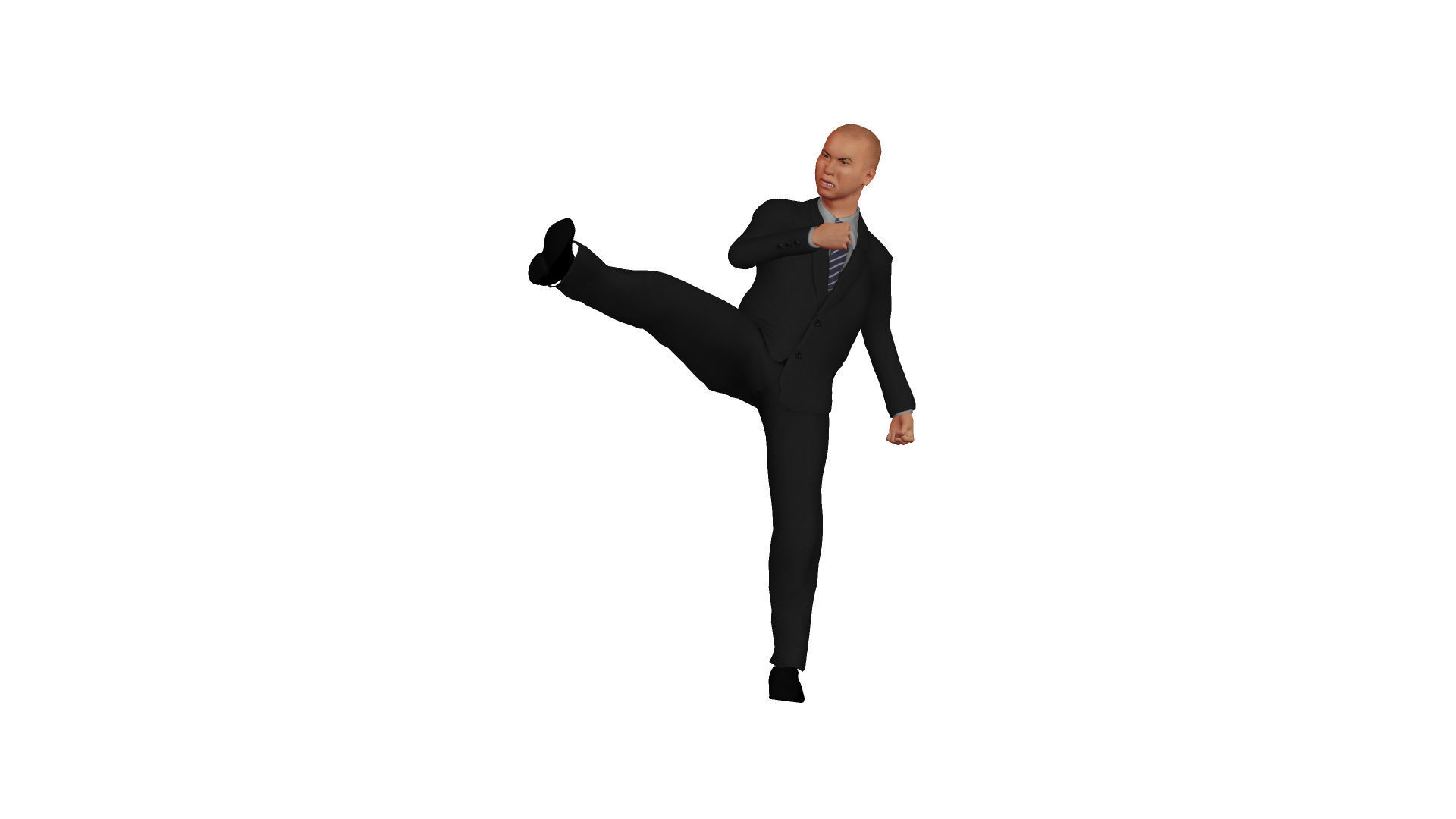 Asian man in suit Low-poly 3D model_2