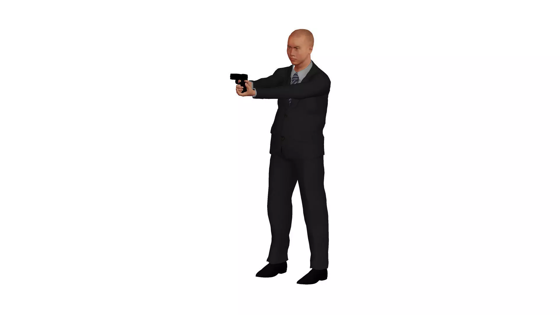 Asian man in suit Low-poly 3D model_0