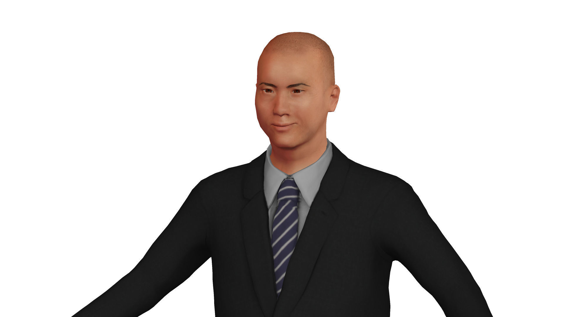 Asian man in suit Low-poly 3D model_8
