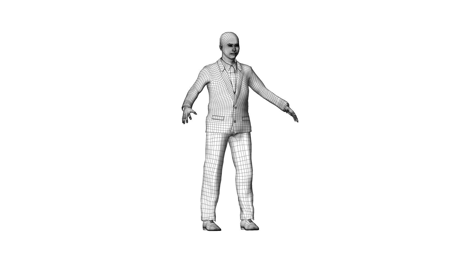 Asian man in suit Low-poly 3D model_11
