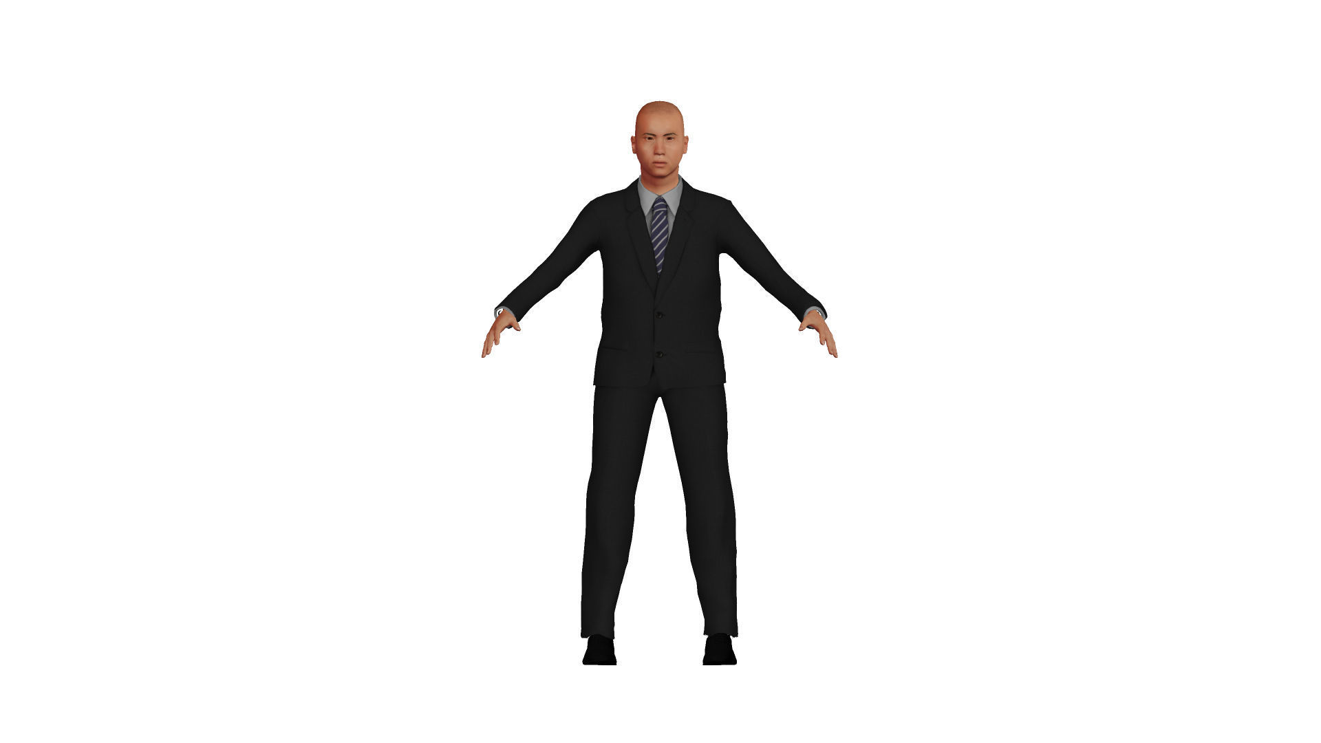 Asian man in suit Low-poly 3D model_3