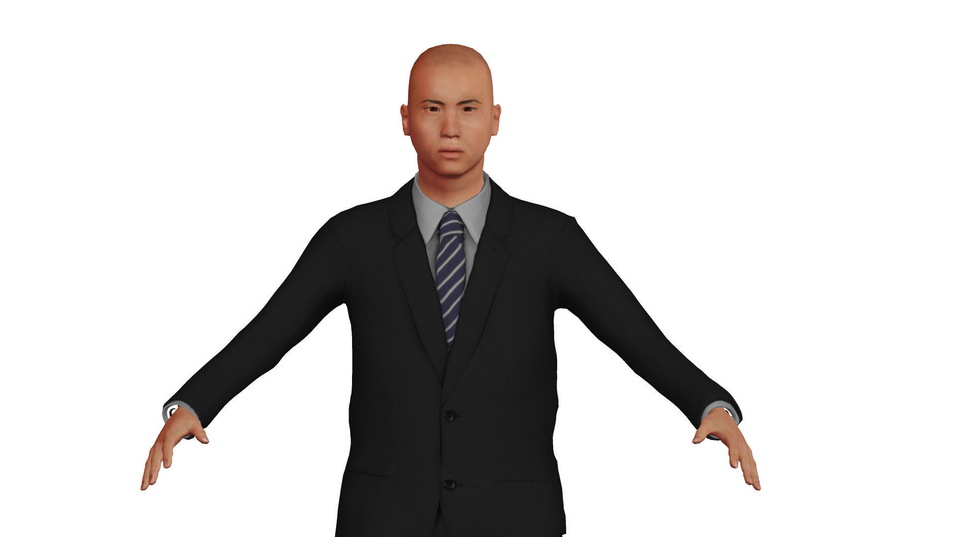 Asian man in suit Low-poly 3D model_7