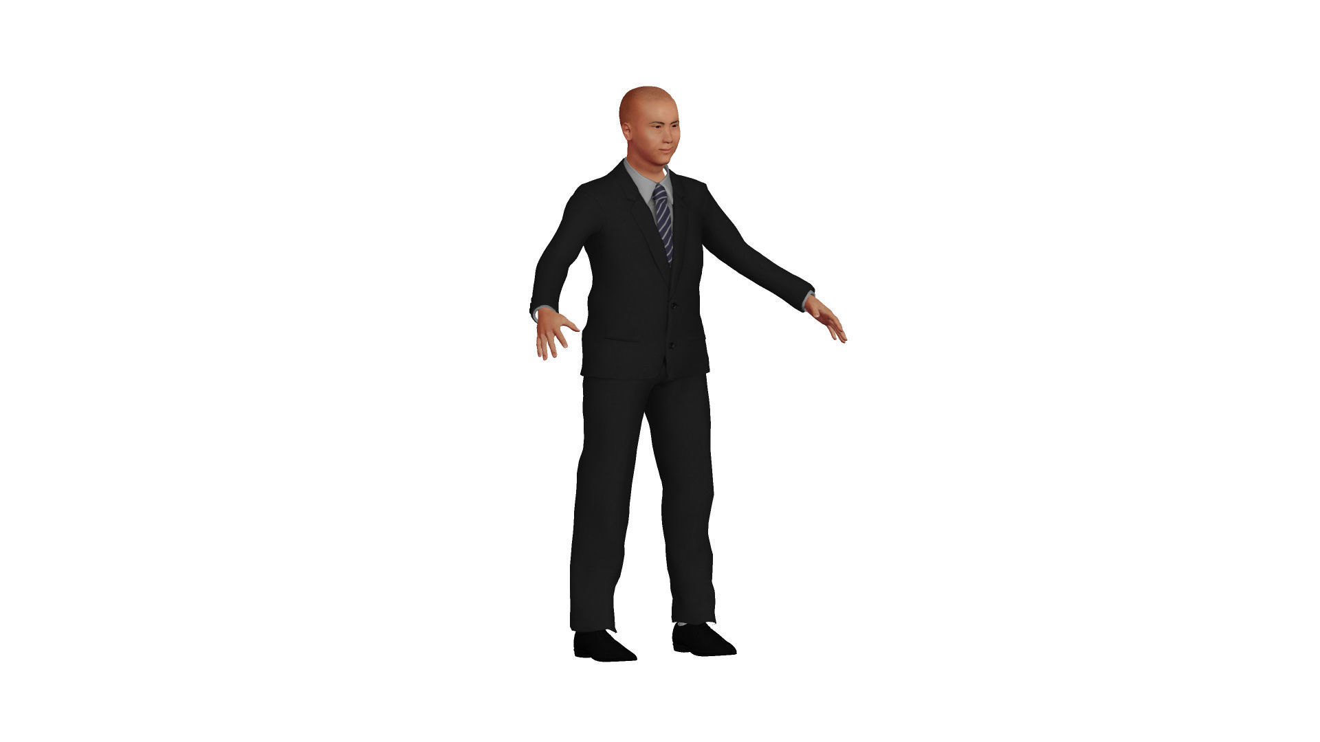 Asian man in suit Low-poly 3D model_9