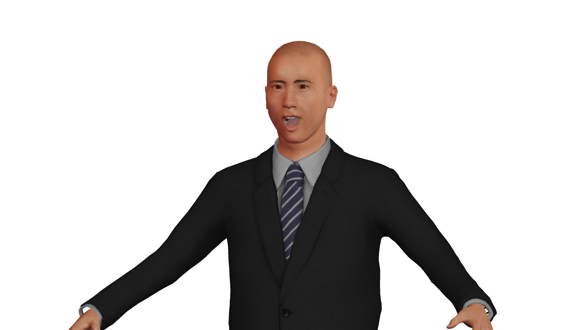 Asian man in suit Low-poly 3D model_1