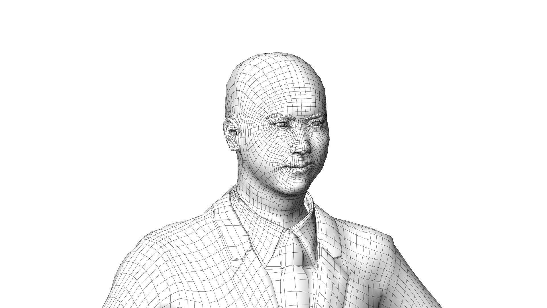 Asian man in suit Low-poly 3D model_10