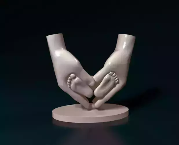 Babys legs in parental hands 3D print model